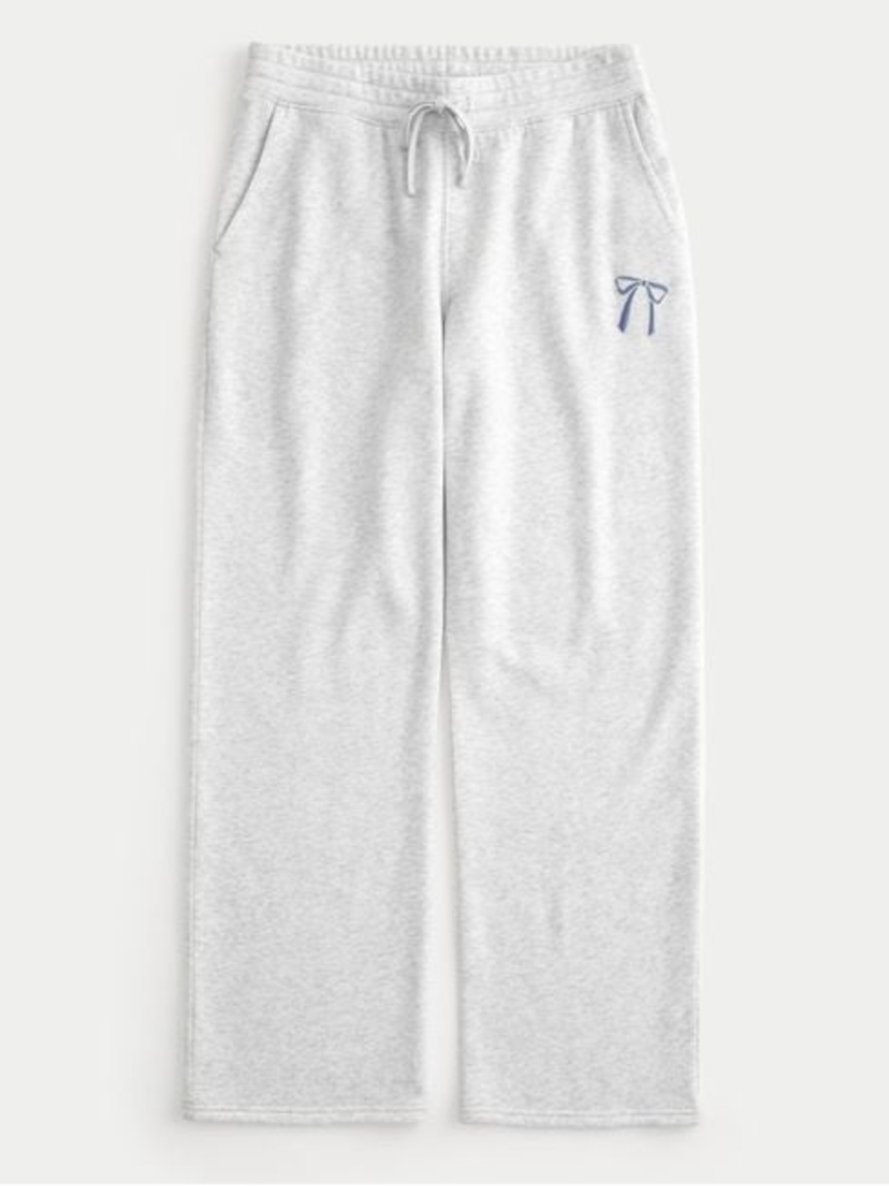 Hollister Light Gray Straight Leg Lounge Pants with Blue Bow Detail